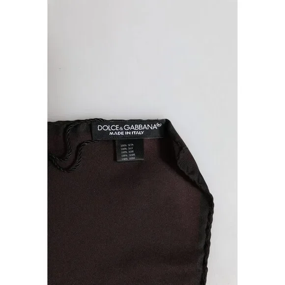 Dolce & Gabbana Brown DG Crown Silk Square Men Foulard Scarf
